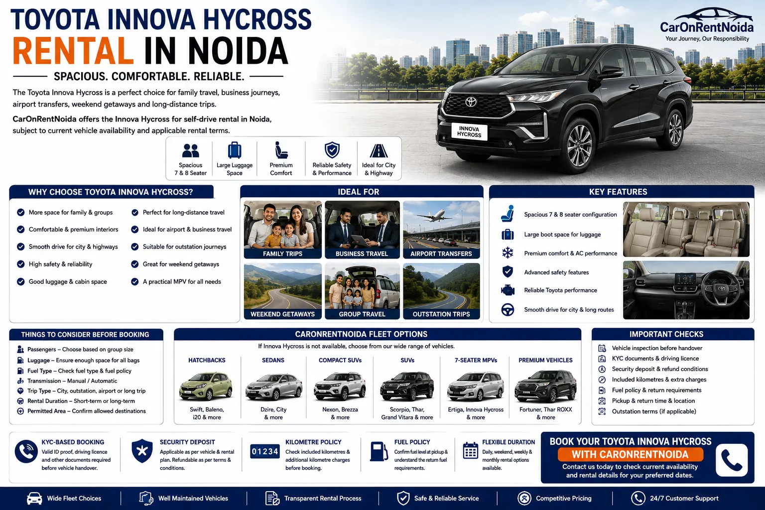 Toyota Innova Hycross Rental in Delhi NCR | CarOnRentNoida